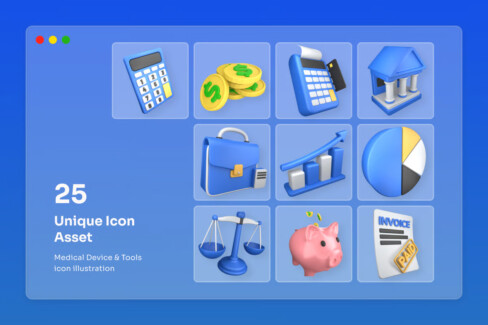 بسته آیکون سه بعدی امور مالی و حسابداری – Finance and Accounting 3D Icon Pack