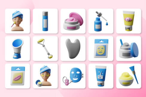 مجموعه آیکن سه‌بعدی زیبایی و مراقبت – 30 3D Beauty & Treatment Icons