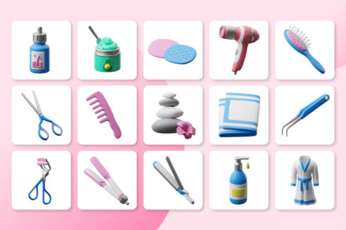 مجموعه آیکن سه‌بعدی زیبایی و مراقبت – 30 3D Beauty & Treatment Icons