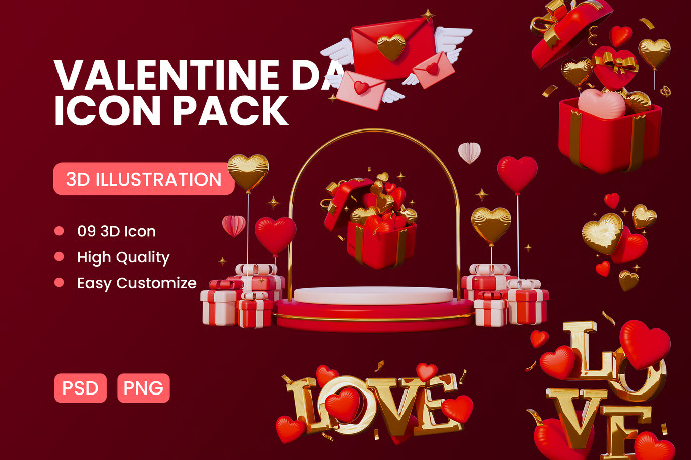 آیکن سه بعدی روز ولنتاین – Happy Valentine Day 3D Icon